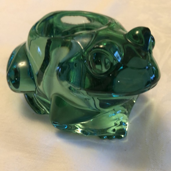 INDIANA GLASS  CO -FROG - SLEEPING KITTEN - TORTOISE  TEA LIGHT  HOLDER - Picture 8 of 16